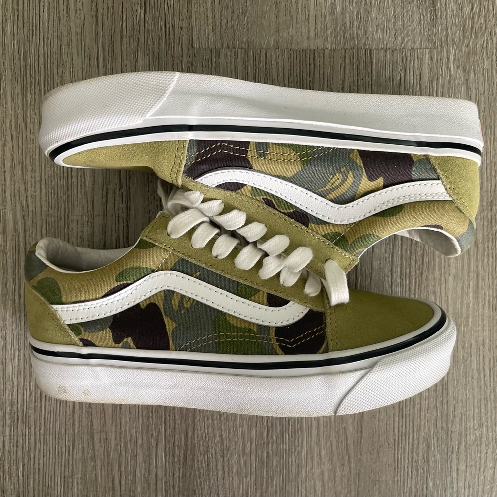 Vans x Bape Old Skool 36 Green Camo Mens Size 3.5 Womens Size 5 Used